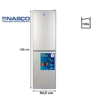 Nasco Réfrigérateur Combiné 196 L - Nasd2-293FL - Gris - Garantie 06 Mois