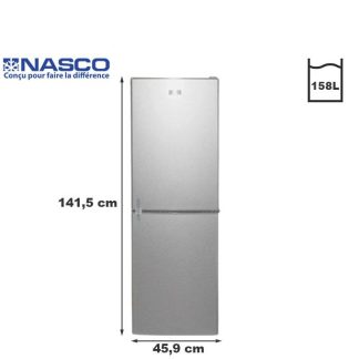 Nasco Réfrigérateur combiné - 158L - Nasd2-243FL - Gris - Garantie 06 Mois