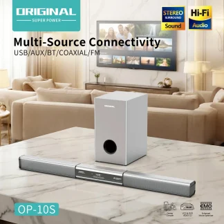 Barre de Son Bluetooth Original Super Power OP-10S – Son Stéréo Puissant, Connexion Sans Fil, Haute Performance Audio