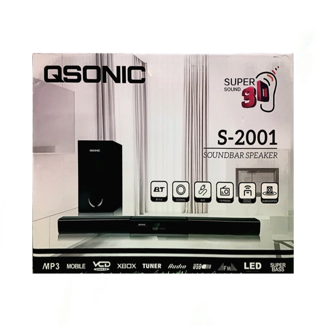 QSONIC Barre de Son Télécommandée S-2001 – Bluetooth 5.3 / HDMI / USB / FM / LED – 30 W – Image 2
