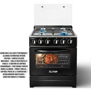 ALiTOP Cuisinière à Gaz GS 6040 – 4 Feux avec Four & Double Brûleur