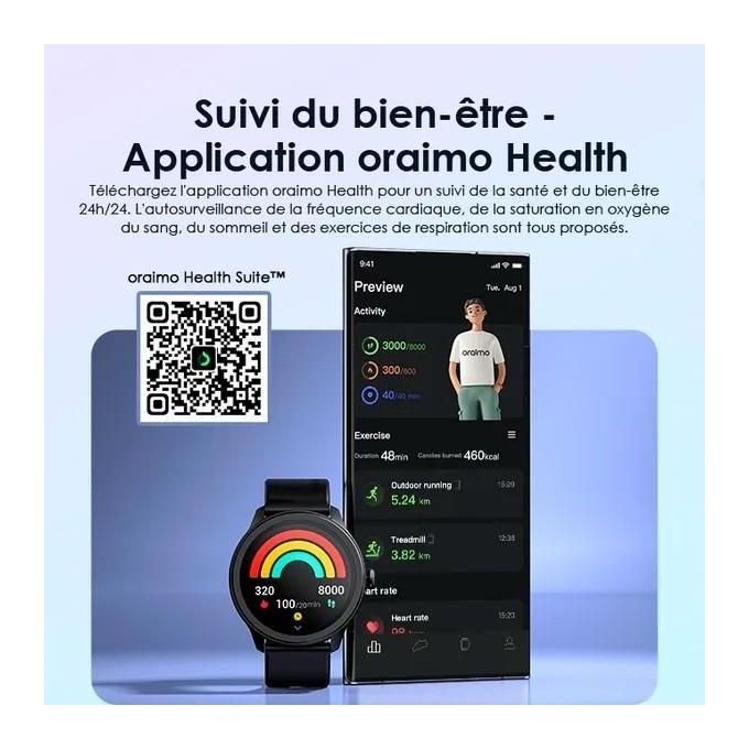 Oraimo Montre Connectée Smart WATCH 2R OSW-30 - Suivis Santé Sport Et Loisirs - Garantie 03 Mois – Image 4
