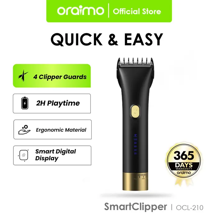 Oraimo Smart Clipper Plus OCL-210 – Tondeuse à Cheveux Sans Fil Professionnelle, Moteur Puissant, Lames Réglables et Charge Rapide USB-C – Image 2