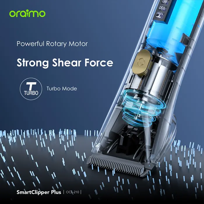 Oraimo Smart Clipper Plus OCL-210 – Tondeuse à Cheveux Sans Fil Professionnelle, Moteur Puissant, Lames Réglables et Charge Rapide USB-C – Image 6