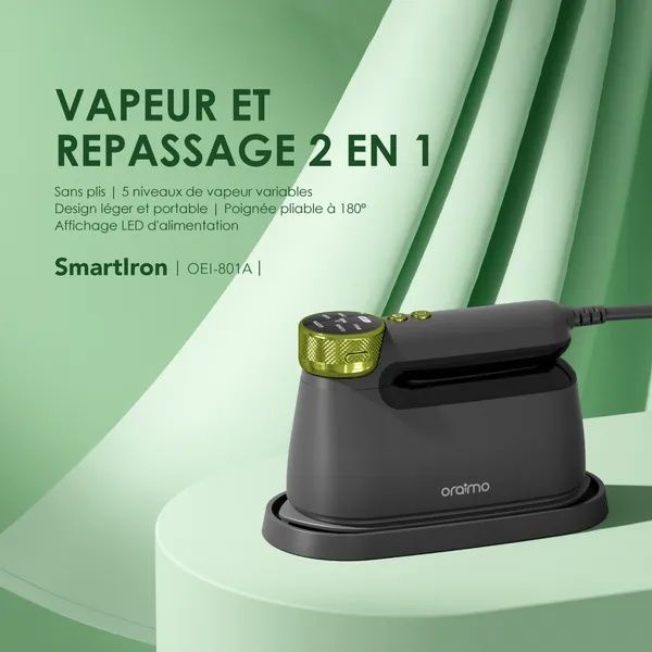Oraimo SmartIron OEI-801A Gris – Fer à Repasser Portable 1740W – Image 2