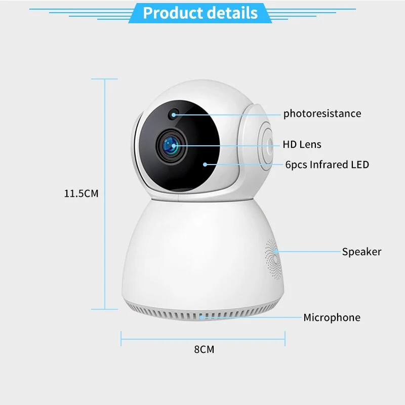CALUS Q7S Caméra de Surveillance Wi-Fi Intelligente – Full HD 1080P – Vision Nocturne – Détection de Mouvement – Audio Bidirectionnel – Application V380 – Blanc – Image 4