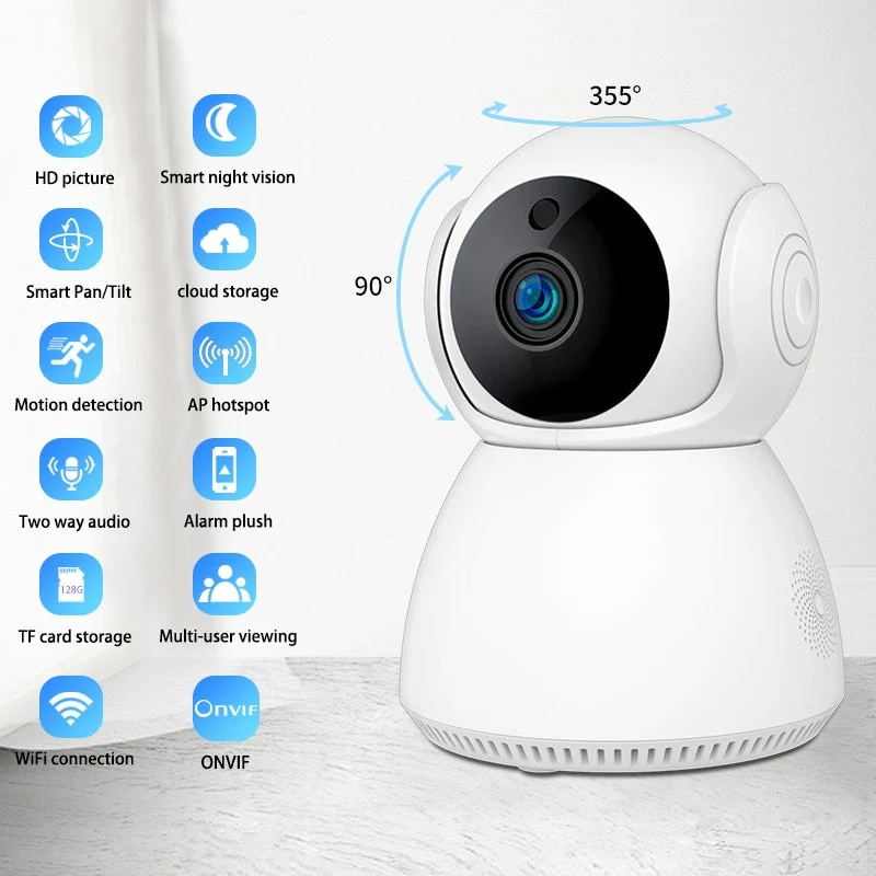 CALUS Q7S Caméra de Surveillance Wi-Fi Intelligente – Full HD 1080P – Vision Nocturne – Détection de Mouvement – Audio Bidirectionnel – Application V380 – Blanc – Image 3