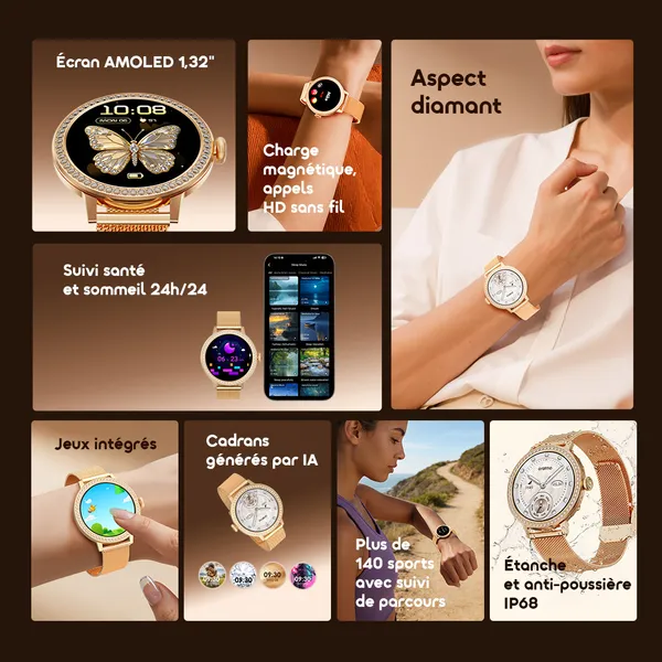 Oraimo Watch Muse 2 Montre Connectée OSW-833N AMOLED 1,32” au Design Diamant - Garantie 03 Mois – Image 3