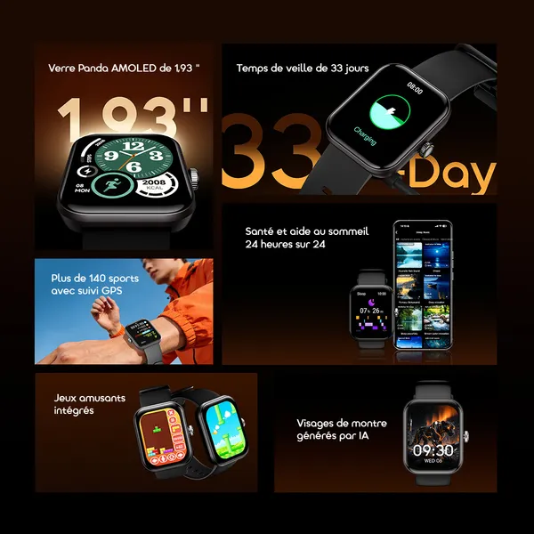 Oraimo Watch Nova 2N Montre intelligente OSW-815N AMOLED de 1,93" - Garantie 03 Mois – Image 3