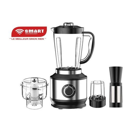 Mixeur Électrique 4-en-1 SMART TECHNOLOGY STPE-8039 — Puissance Turbo 600W – 2,5L – Bol Incassable & Moteur Cuivre Pur – Gris / Inox