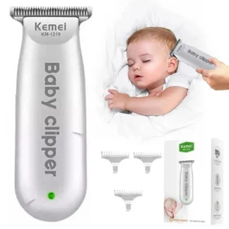 Kemei KM-1319 – Tondeuse Électrique Bébé & Enfant – Rechargeable – Silencieuse à Faible Bruit – Têtes de Coupe Interchangeables