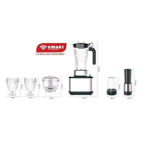 Blender Multifonctions 5-en-1 SMART TECHNOLOGY STPE-8036P — 600W – 2L – Bol Incassable & Moteur en Cuivre Pur – Gris / Inox – Image 2