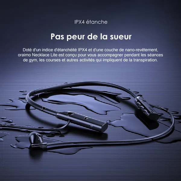 Oraimo OEB-311 Necklace Lite – Écouteurs Bluetooth 5.3 avec tour de cou, 30 h d’autonomie – Image 6