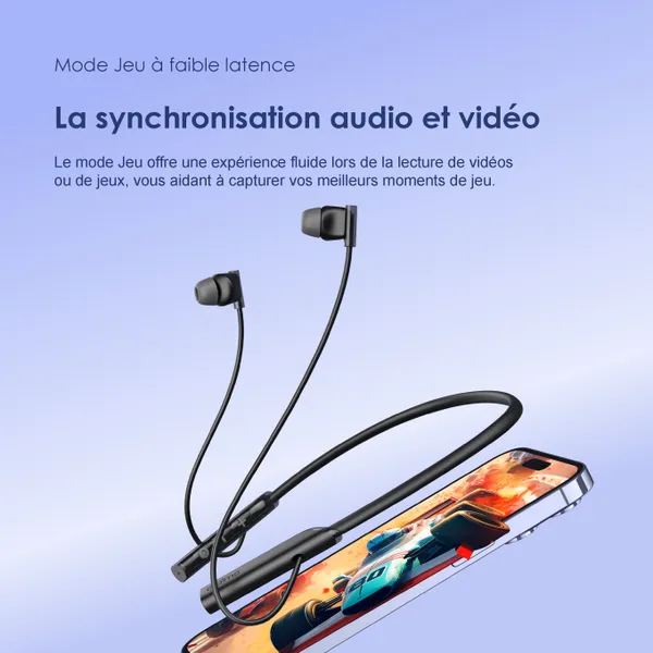 Oraimo OEB-311 Necklace Lite – Écouteurs Bluetooth 5.3 avec tour de cou, 30 h d’autonomie – Image 5