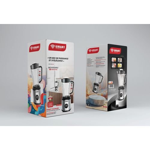 Blender Multifonctions SMART TECHNOLOGY STPE-8034P — 600W – 1,8L – Bol Incassable & Moteur Cuivre Pur – Gris / Inox – Image 3