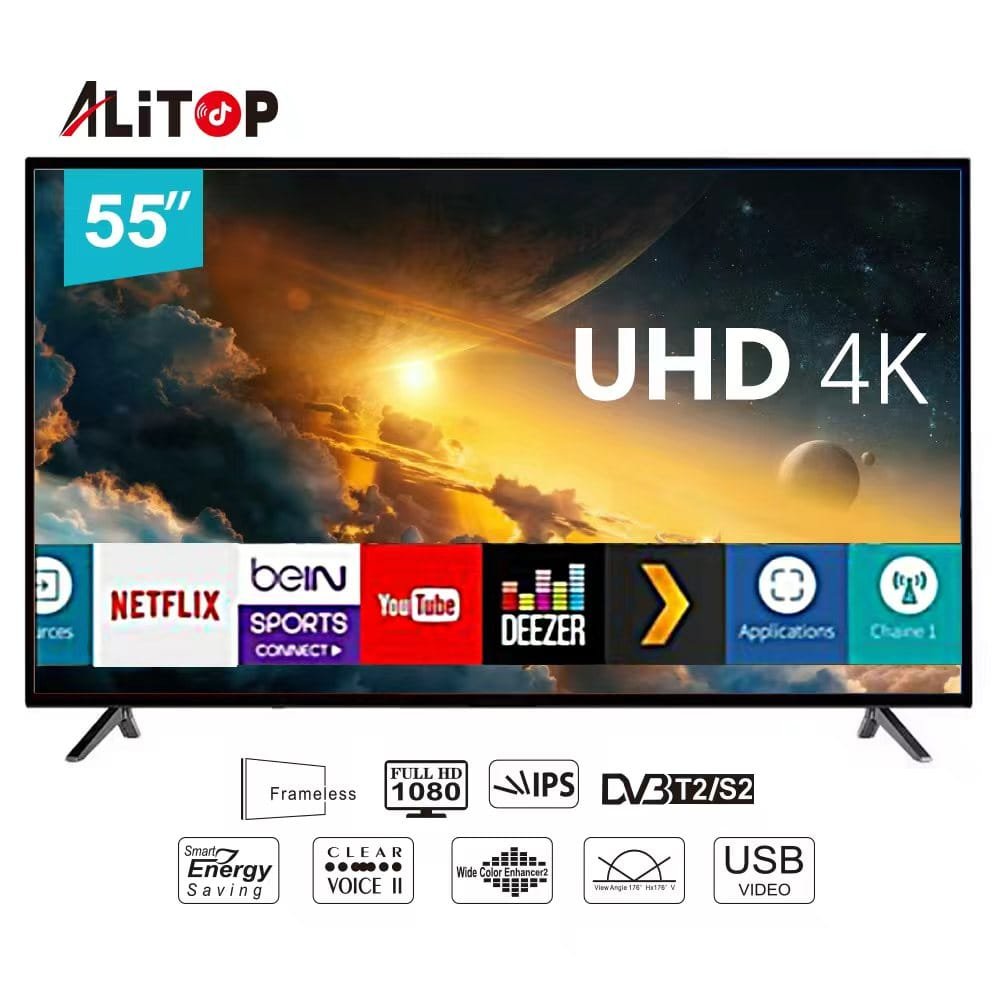 ALITOP TV 55" Smart TV - décodeur intégré - Garantie 06 Mois