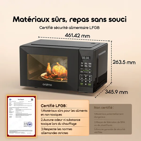 Oraimo InfiWave Lite OMO-521A – Micro-ondes Inverter 23 L avec Écran Tactile – Image 5