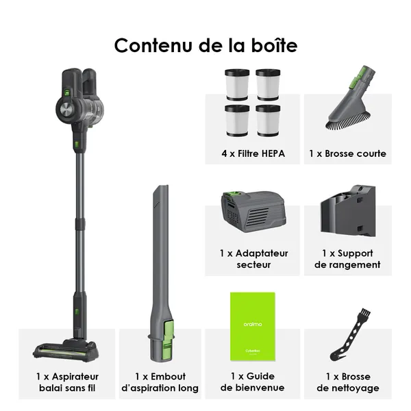Oraimo CyberVac OSV-102B Aspirateur autoportant sans fil 180 W - Garantie 03 Mois – Image 2