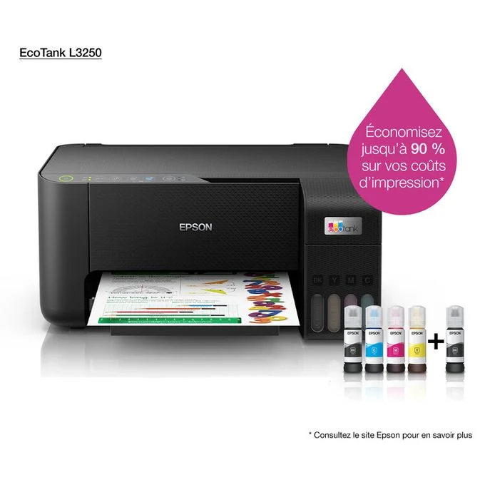 Epson EcoTank L3250 – Imprimante Multifonction Wi-Fi A4 | Impression, Scan & Copie Sans Cartouche – Image 2